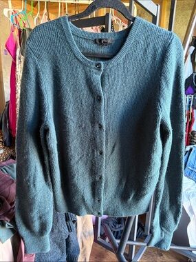 J. Crew dark-green, soft, merino wool/alpaca wool blend cardigan - Size S